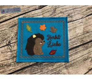 ITH Stickdatei - Mug Rug Herbstliebe Igelchen